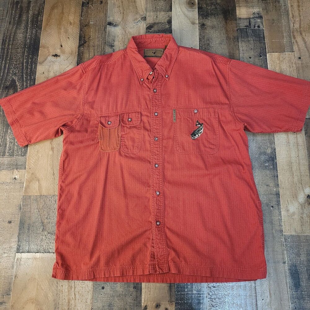 North River Outfitters Fish Outdoors‎ Short Sleeve Button Up Shirt Men's Size XL